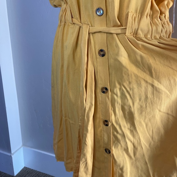 NWT Justify medium collared mustard button down dress, tie waist and pockets! - Picture 7 of 14